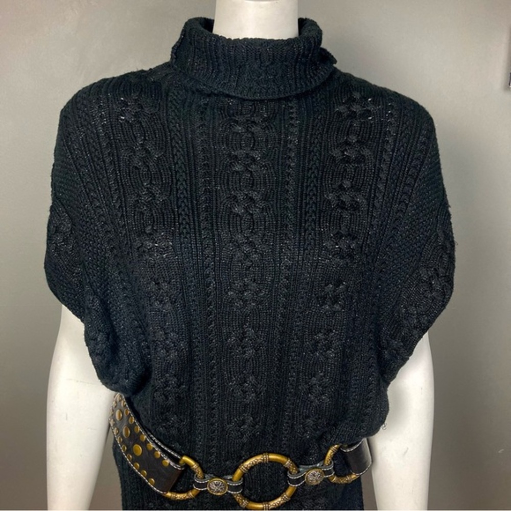 Ralph Lauren Blue Label Cocoon Sweater Dress Medium Fisherman cable knit sparkle